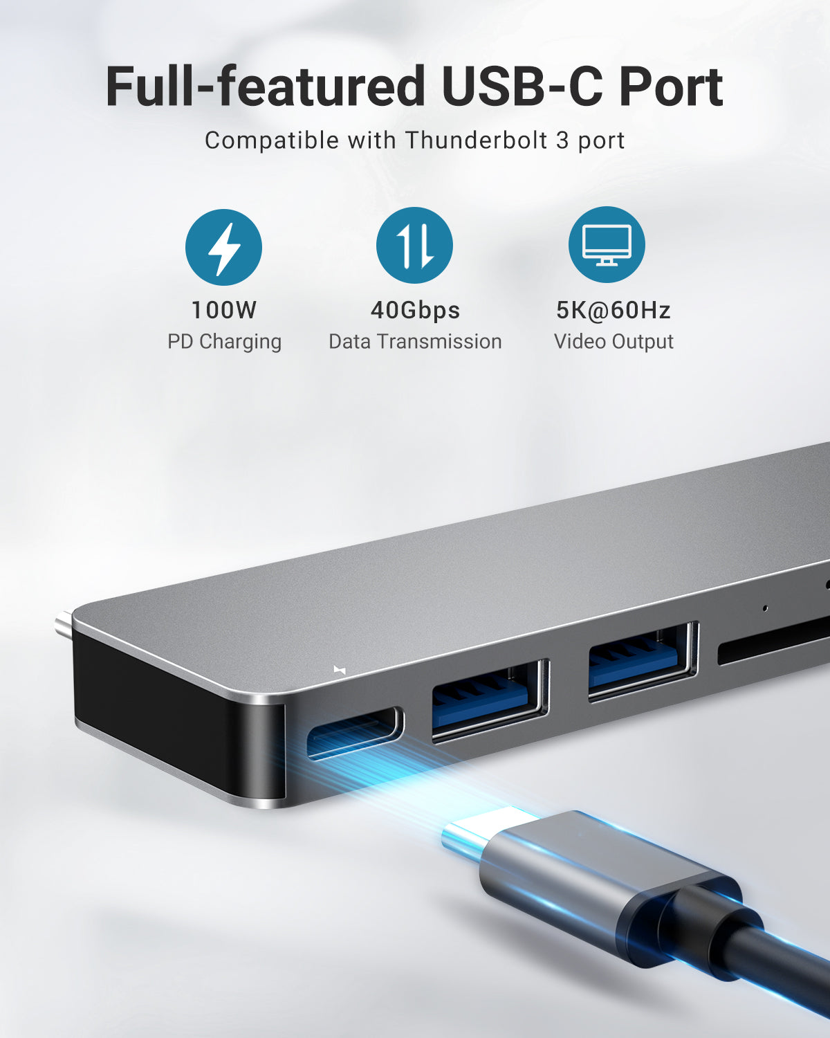 RayCue ExpandPro Duo Lite 6-in-2 USB-C Hub for MacBook Pro & Air