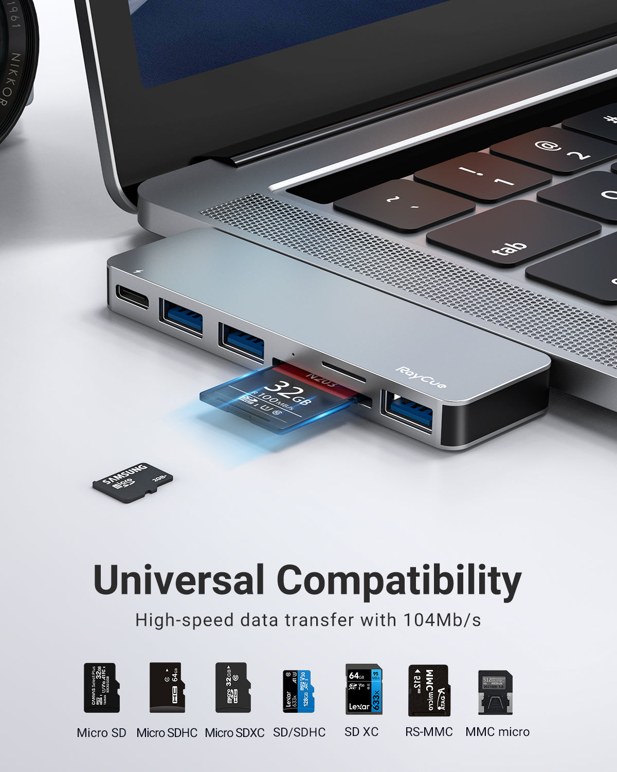 RayCue ExpandPro Duo Lite 6-in-2 USB-C Hub for MacBook Pro & Air
