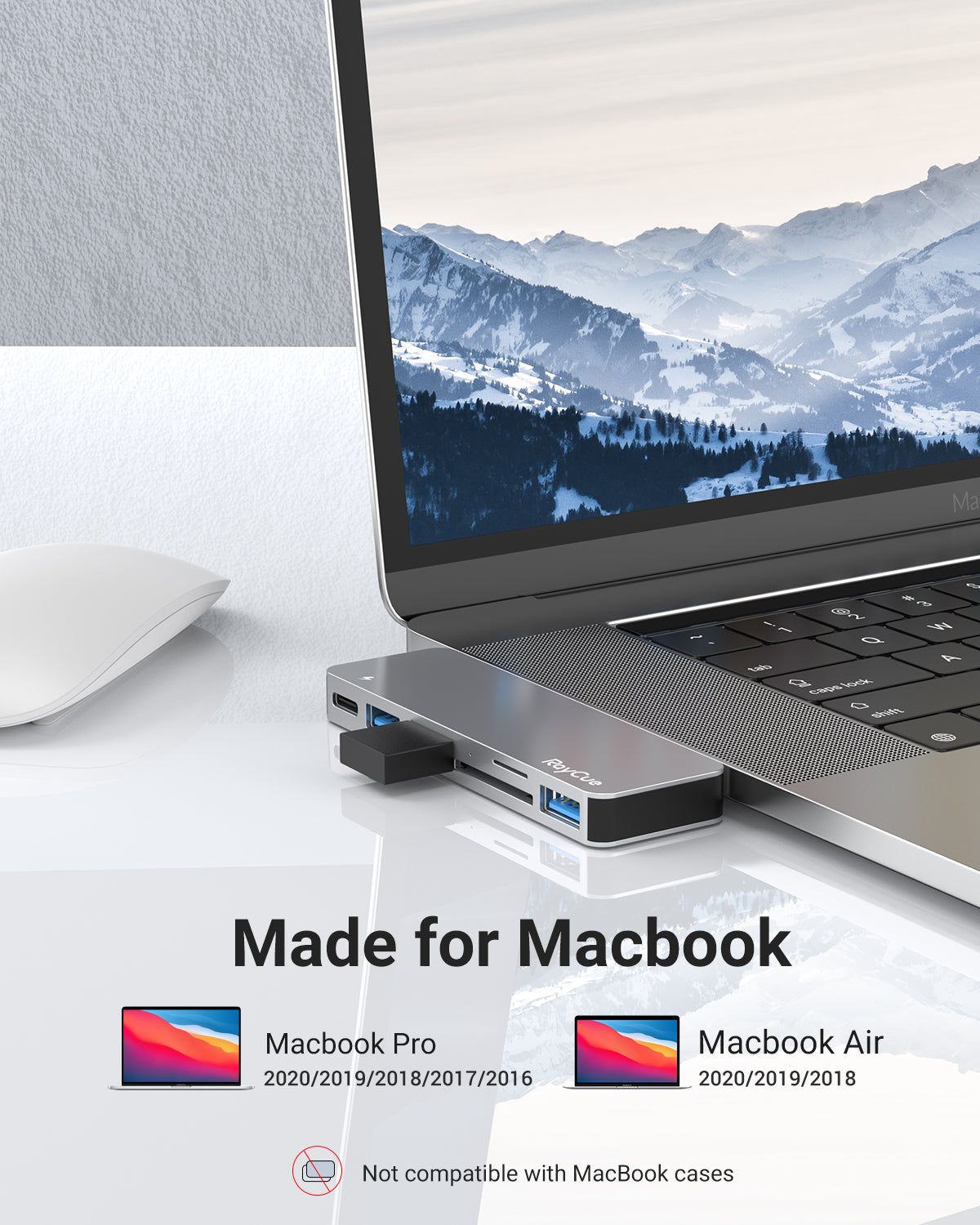 RayCue ExpandPro Duo Lite 6-in-2 USB-C Hub for MacBook Pro & Air