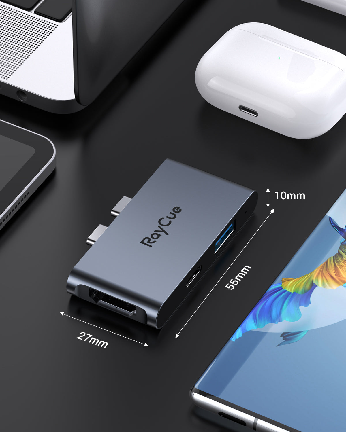 RayCue ExpandPro Duo Mini 3-in-2 USB-C Hub for MacBook Pro & Air