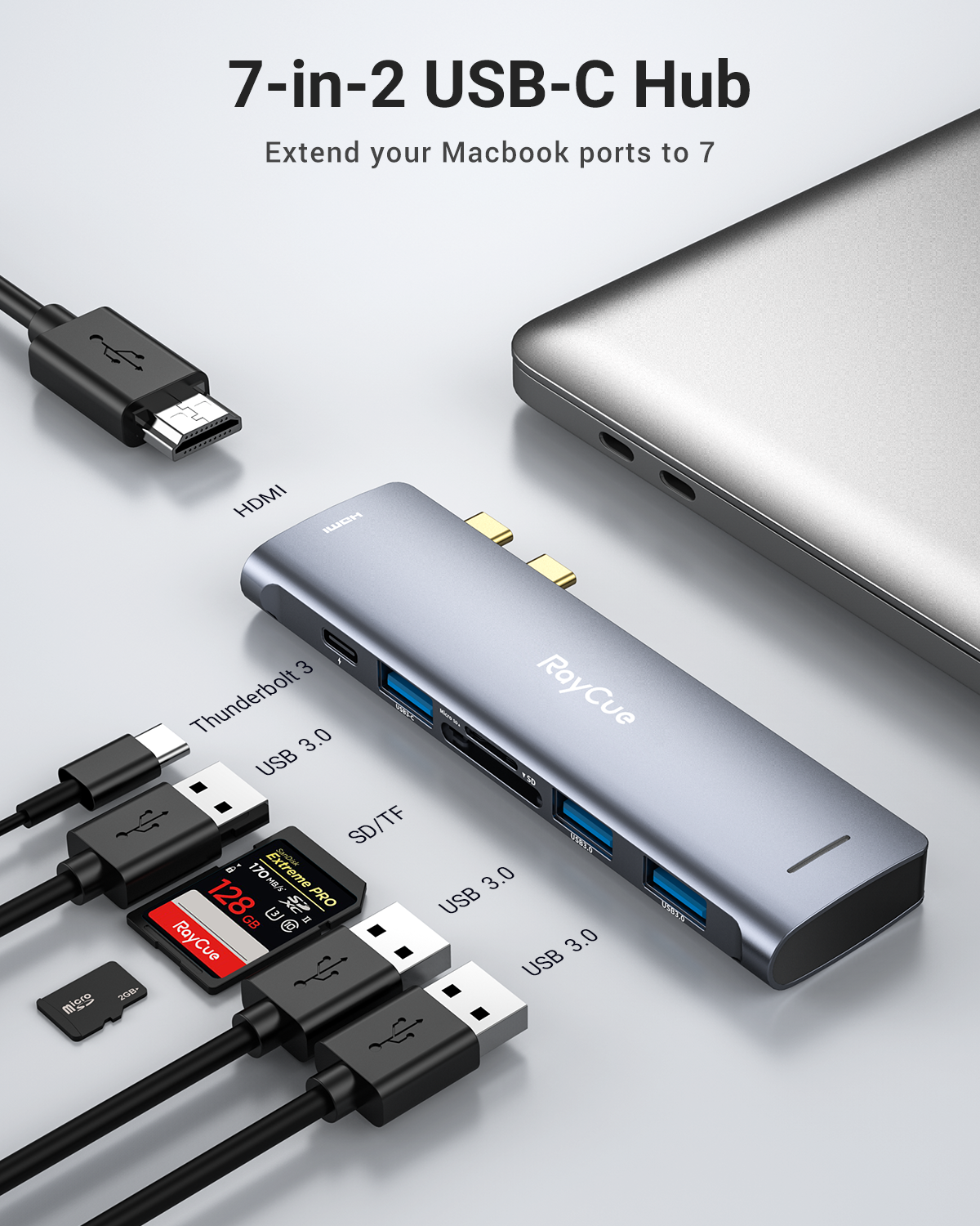 RayCue ExpandPro Duo Ultra 7-in-2 USB-C Hub for MacBook Pro & Air