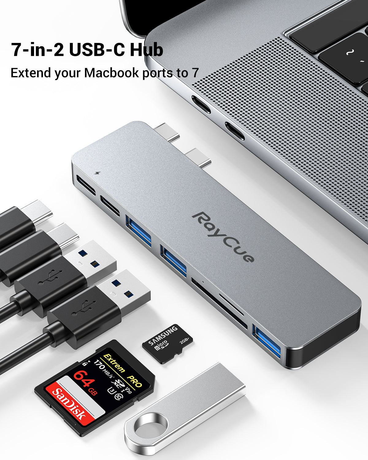 RayCue ExpandPro Duo Lite 7-in-2 USB-C Hub for MacBook Pro & Air