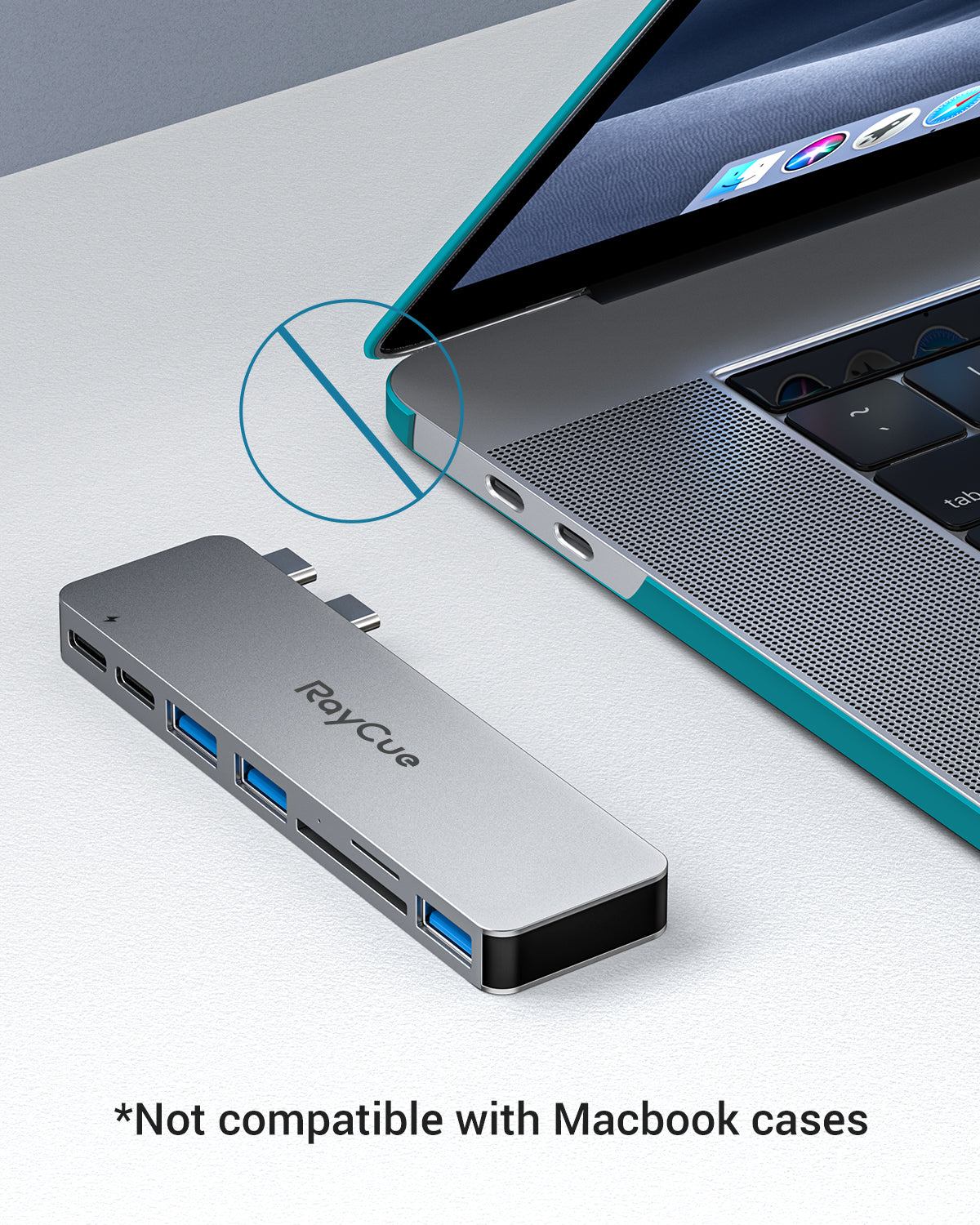 Lionwei USB C Hub for MacBook，2USB3.0+USB C+HDMI+TB3+SD/TF